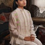 chandari rose chikankari shirt