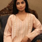 pink pure chandari chikankari shirt